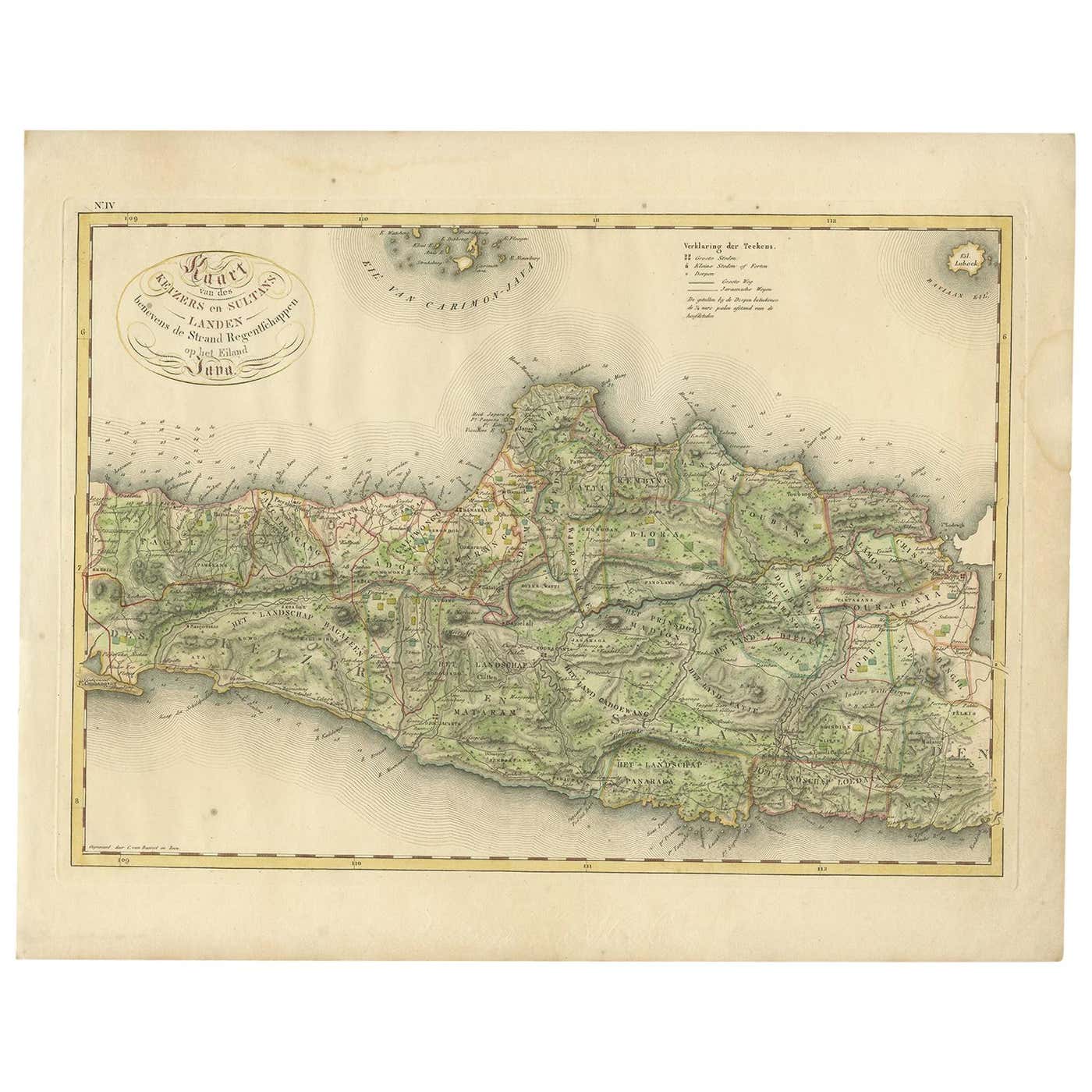 Antique Map of Central and East Java by Van den Bosch, 1818 For Sale at ...