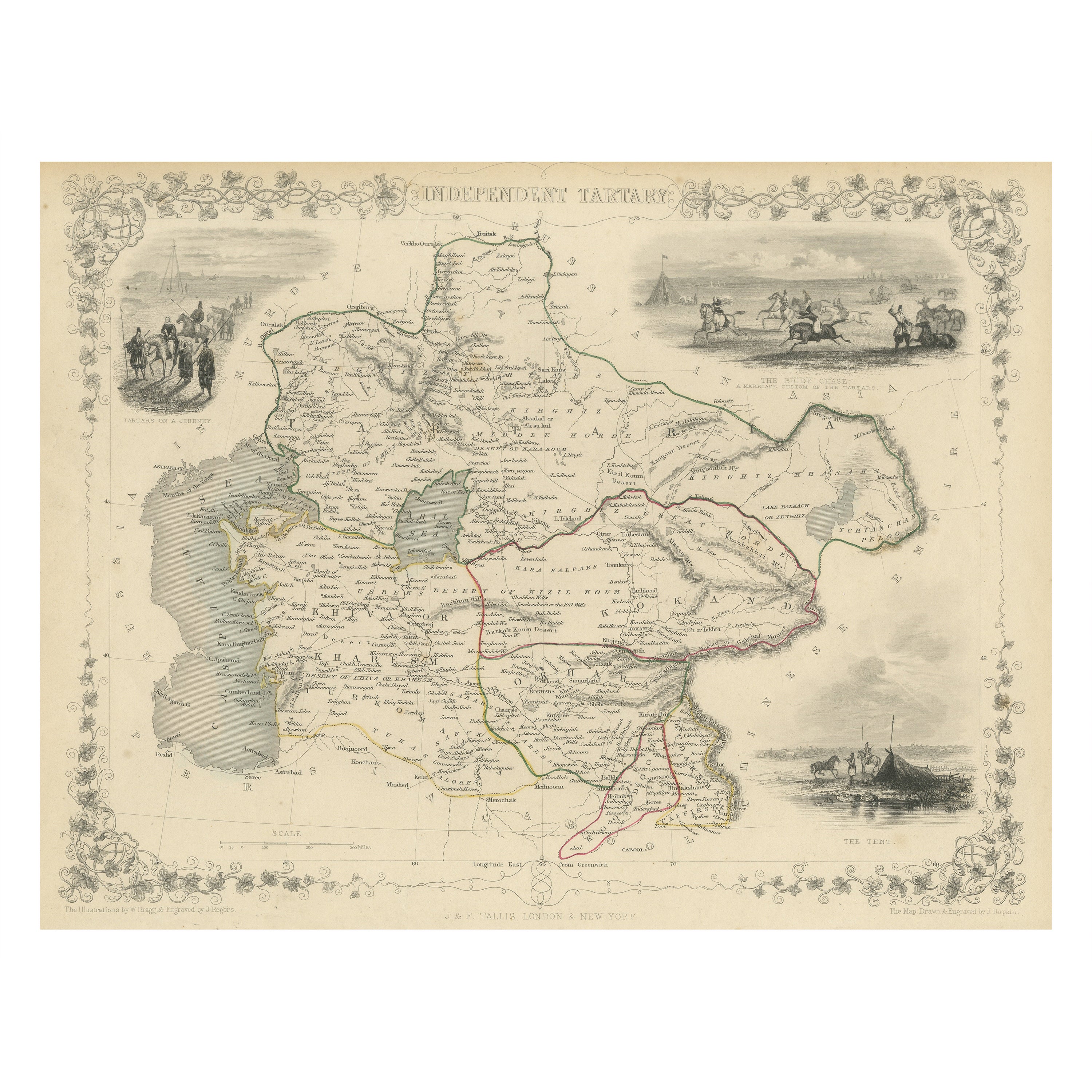 Antique Map of Central Asia between the Caspian Sea and Lake Balkhash For Sale