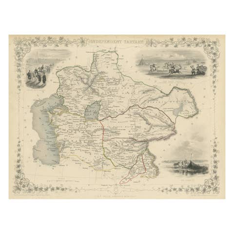 Antique Map of Central Asia between the Caspian Sea and Lake Balkhash, 1851