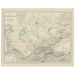 Carte ancienne d'Asie centrale par Johnston '1909'