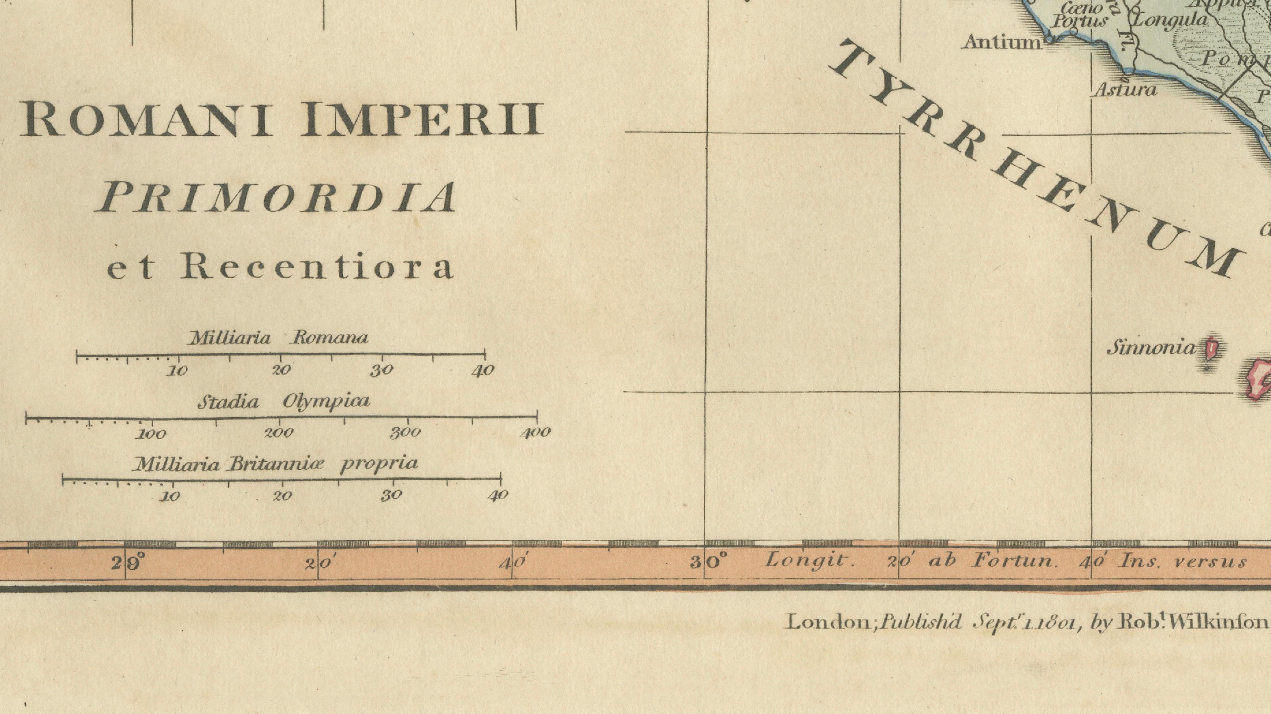 Antique Map of Central Italy & Early Roman Empire – Wilkinson c.1800