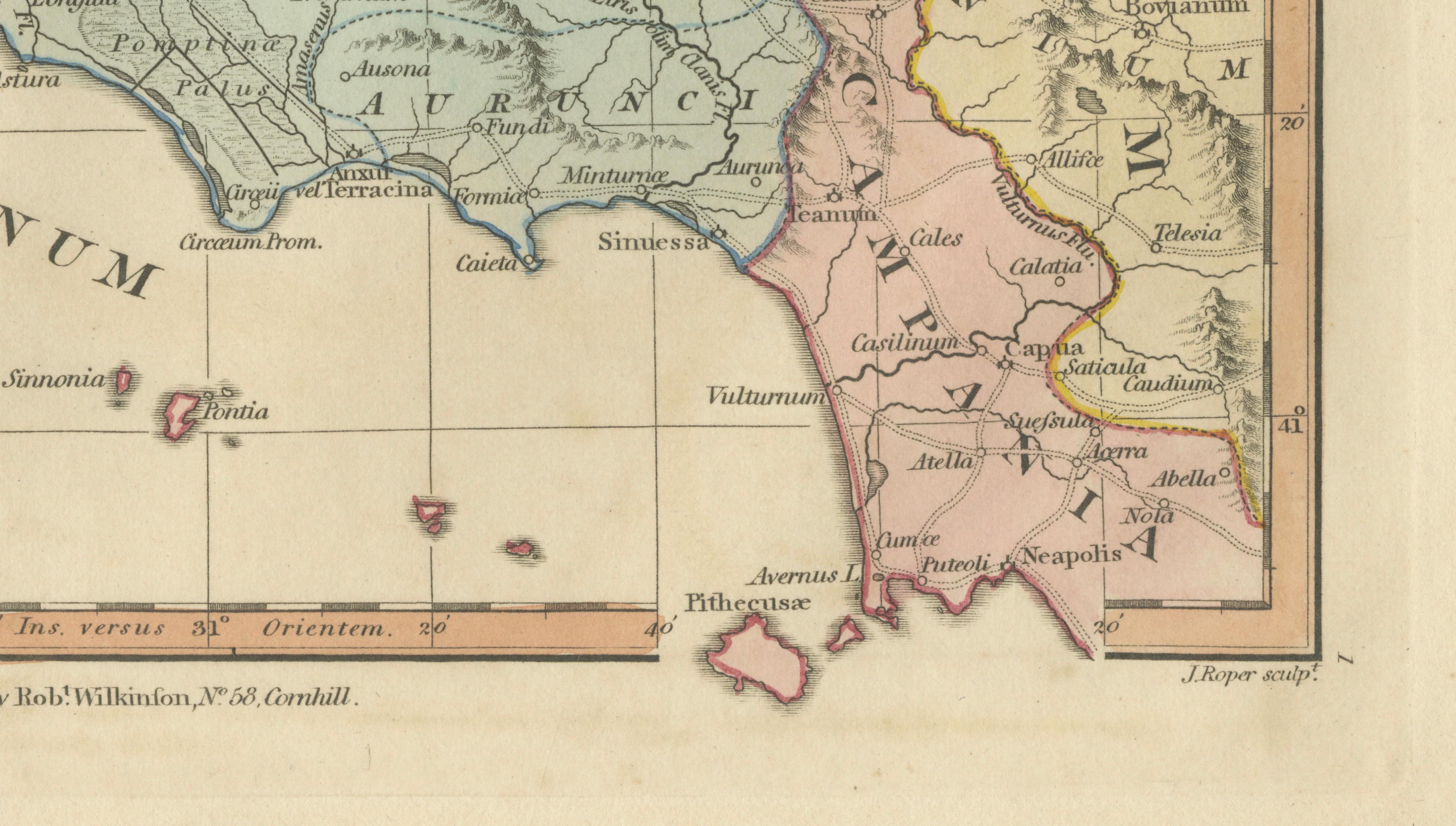Antique Map of Central Italy & Early Roman Empire – Wilkinson c.1800