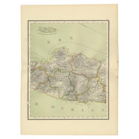 Antique Map of Central Java Depicting The Karimun Islands, Indonesia, 1900