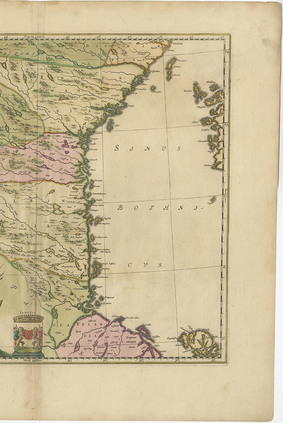 Antique Map of Central Sweden by J. Blaeu, 1662