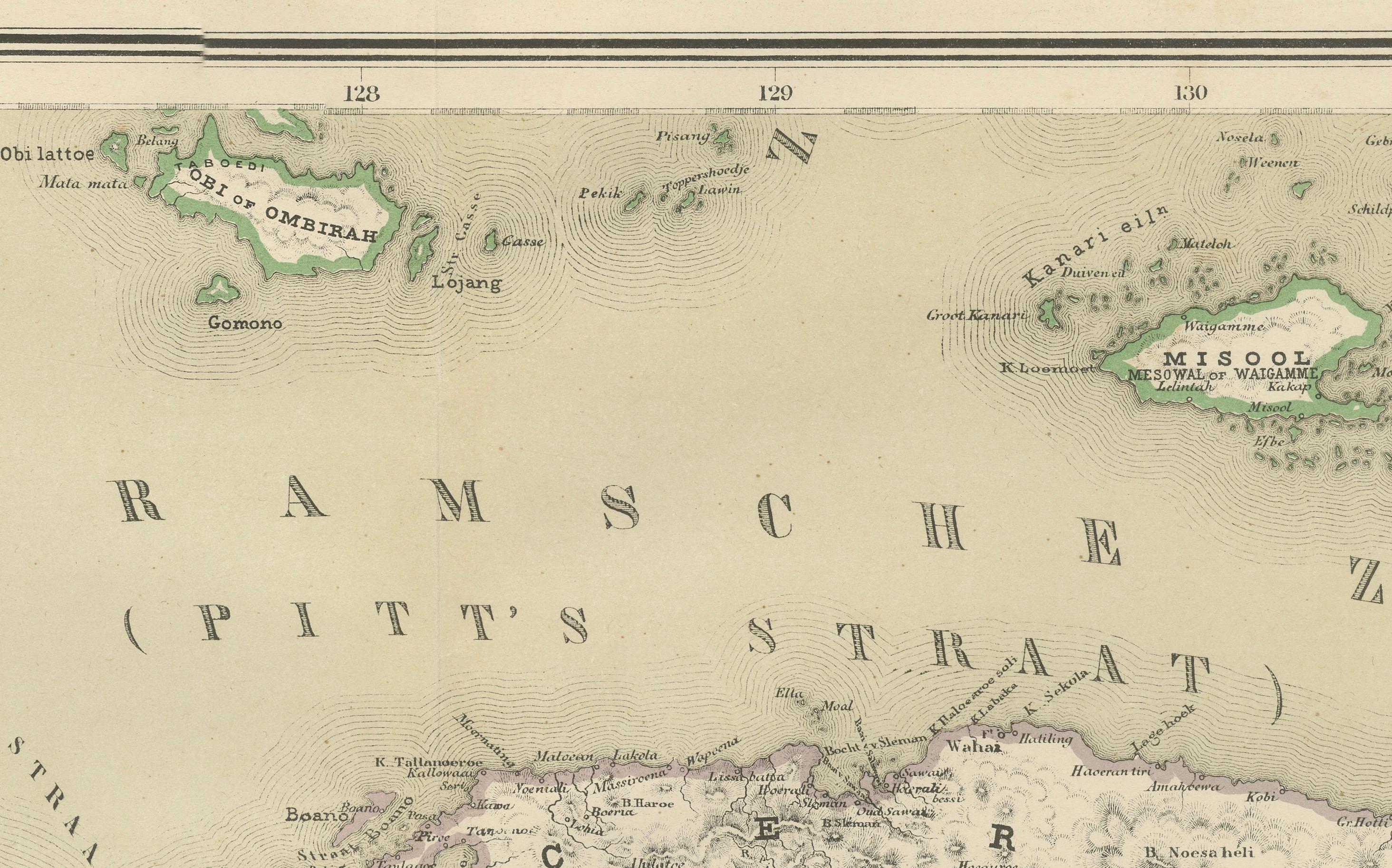 Olandese Carta geografica antica di Ceram, Ambon, Banda, Buru, Molucche di Dornseiffen - 1884 in vendita