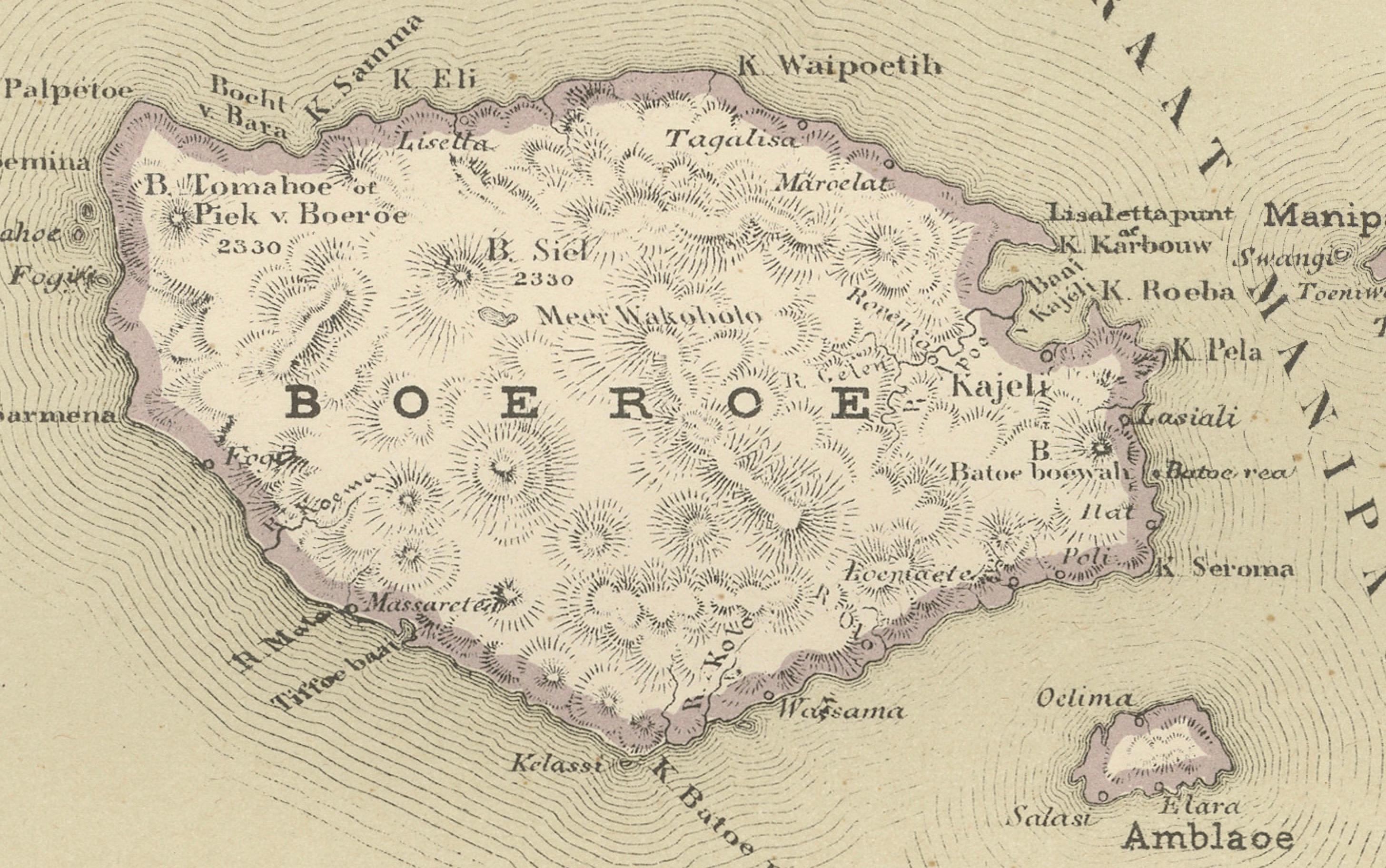 Fine XIX secolo Carta geografica antica di Ceram, Ambon, Banda, Buru, Molucche di Dornseiffen - 1884 in vendita