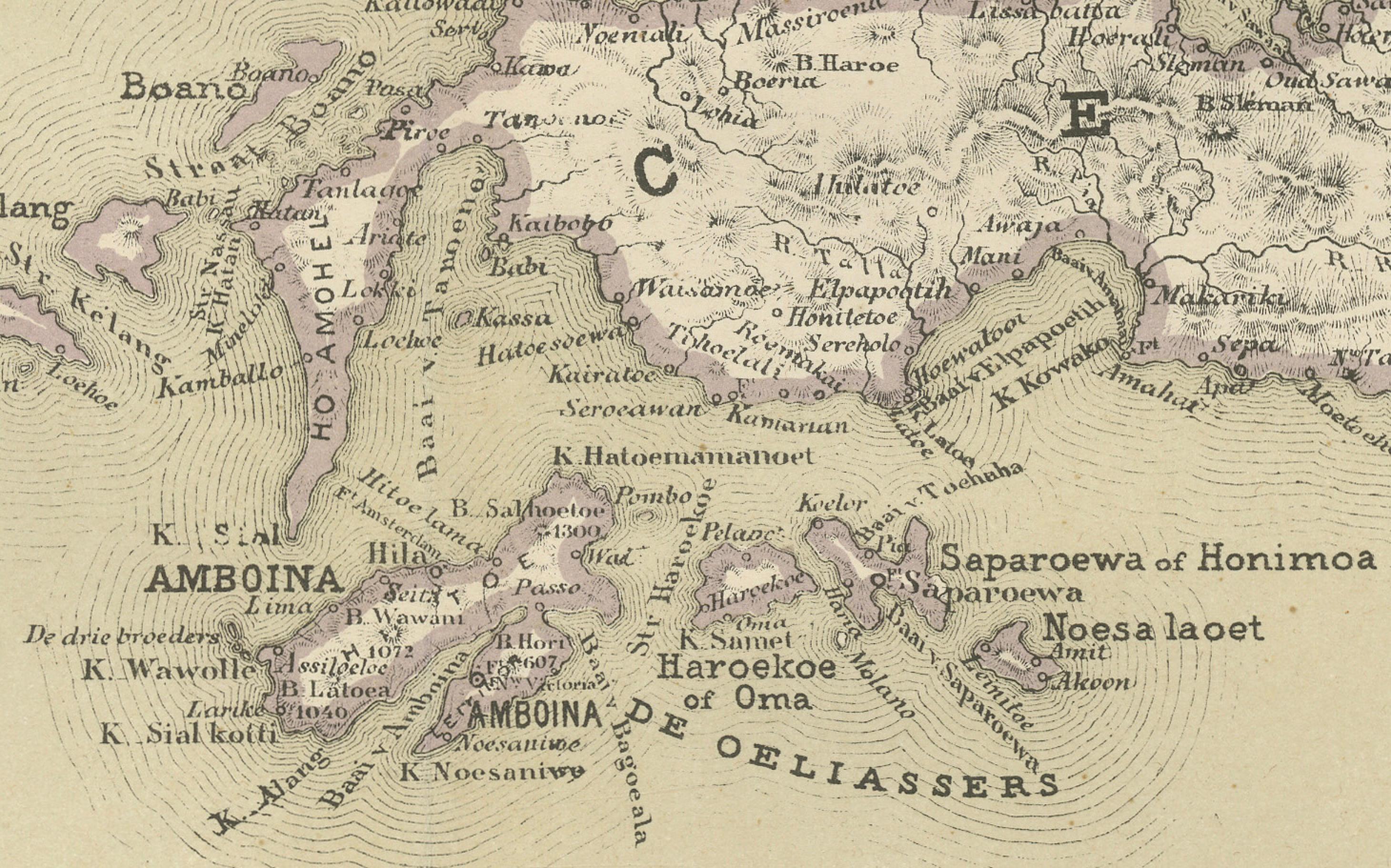 Carta geografica antica di Ceram, Ambon, Banda, Buru, Molucche di Dornseiffen - 1884 in vendita 1