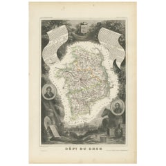 Antique Map of Cher ‘France’ by V. Levasseur, 1854