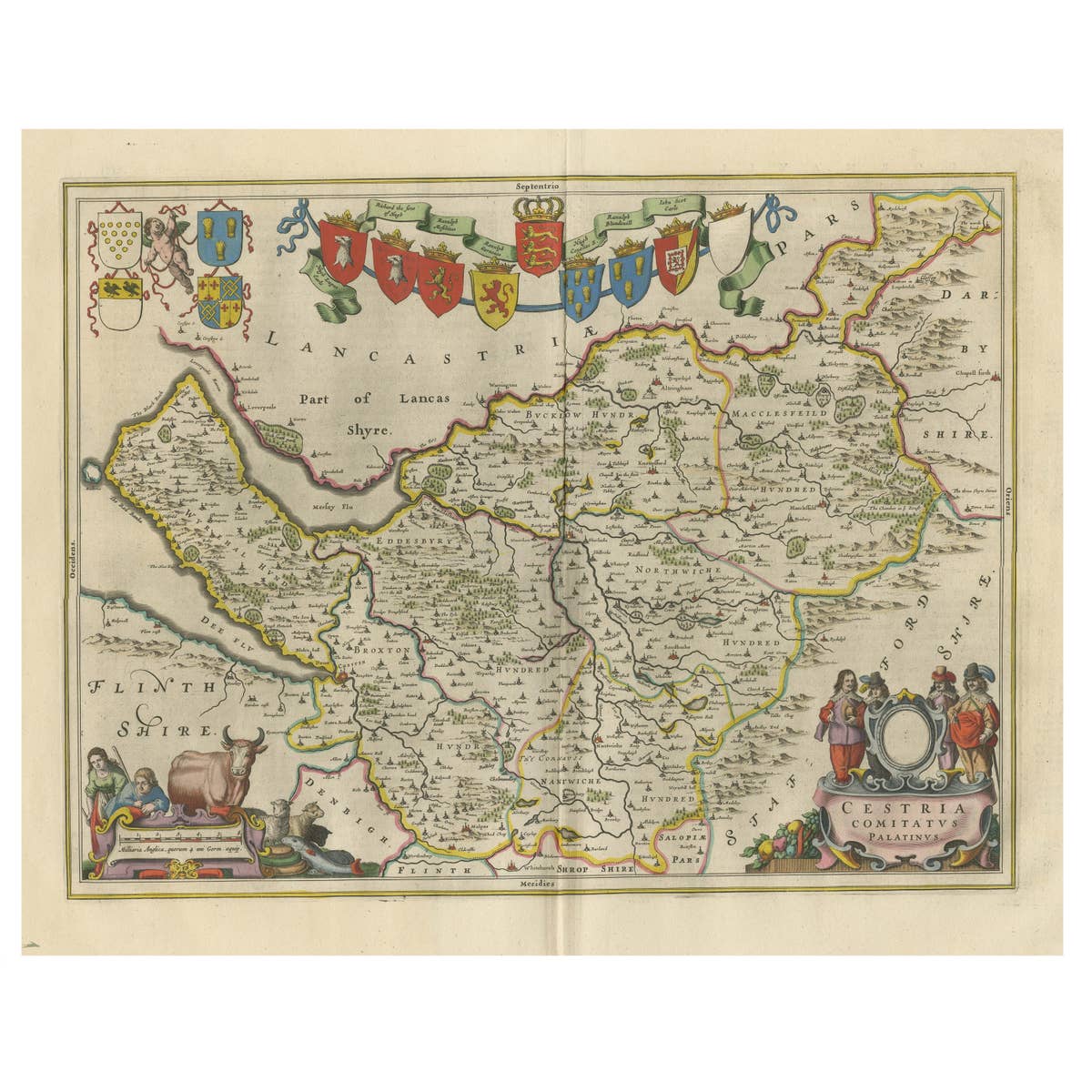 Antique Map of Cheshire, North West England