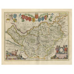 Carte ancienne du Cheshire, Angleterre du Nord-Ouest