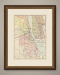 Antique Map of Chicago Railway Terminals, The Windy City, Rand McNally, 1899