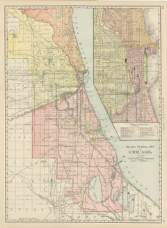 Antique Map of Chicago Railway Terminals, The Windy City, Rand McNally, 1899