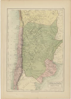 Antique Map of Chile, La Plata and Part of Bolivia by A & C. Black, 1870
