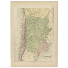 Antique Map of Chile, La Plata and Part of Bolivia by A & C. Black, 1870