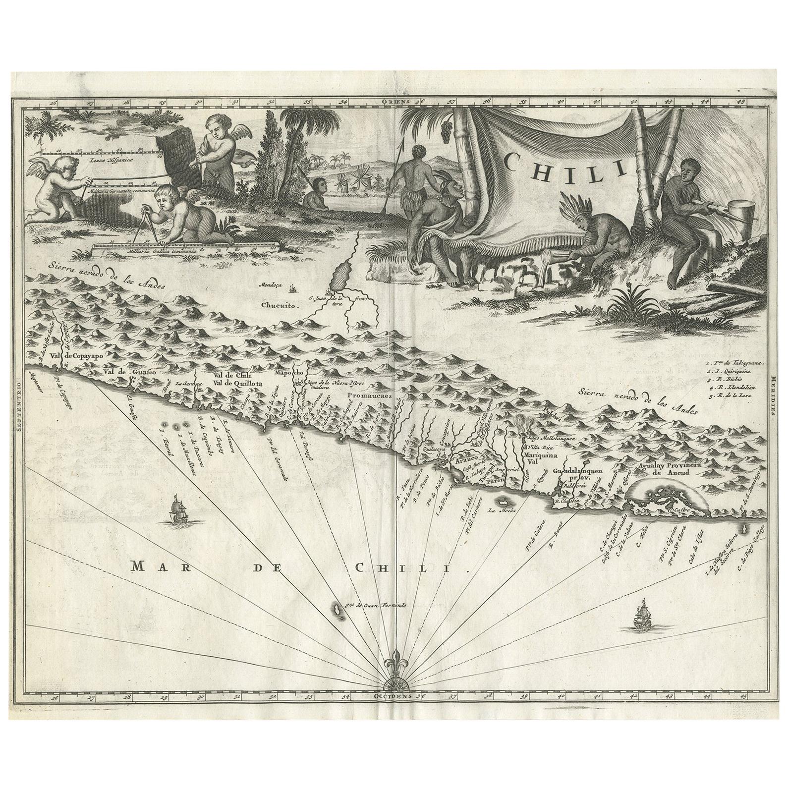 Mappa antica del Chili di Montanus, 1671 circa