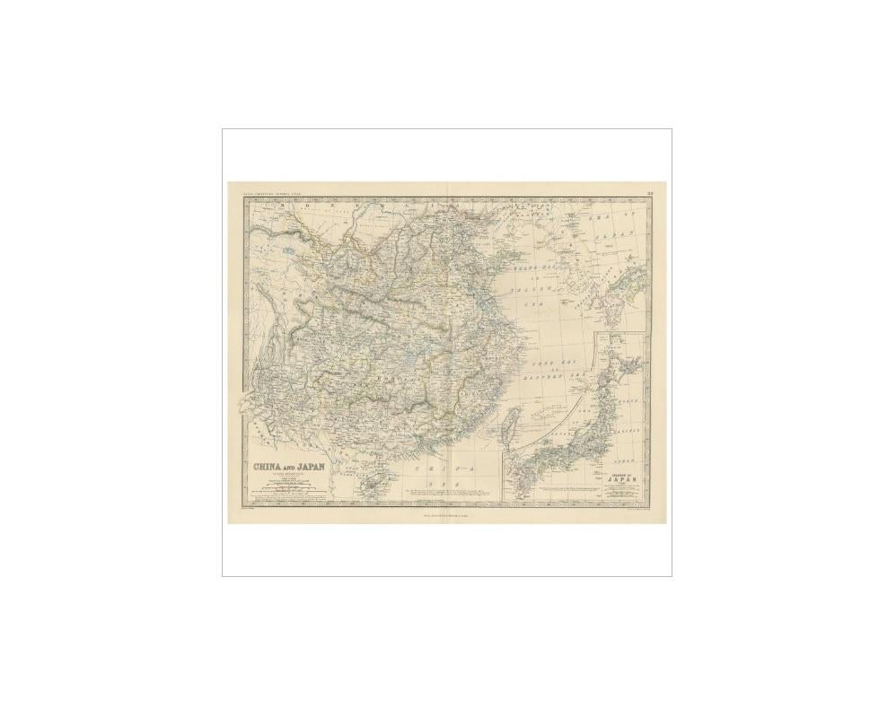 Antique map titled 'China and Japan'. Depicting Eastern China, the Islands of Japan and more. This map originates from the ‘Royal Atlas of Modern Geography’ by Alexander Keith Johnston. Published by William Blackwood and Sons, Edinburgh and London,