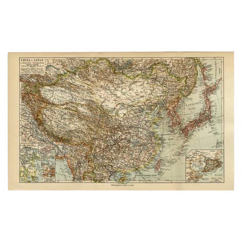 Antique Map of China and Japan by Meyer, 1895