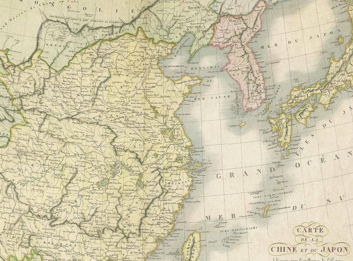 Antique Map of China and Japan by Tardieu, 1821
