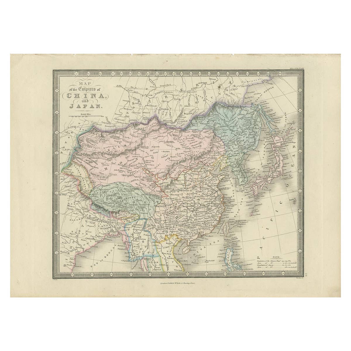 Antique Map of China and Japan by Wyld '1845'