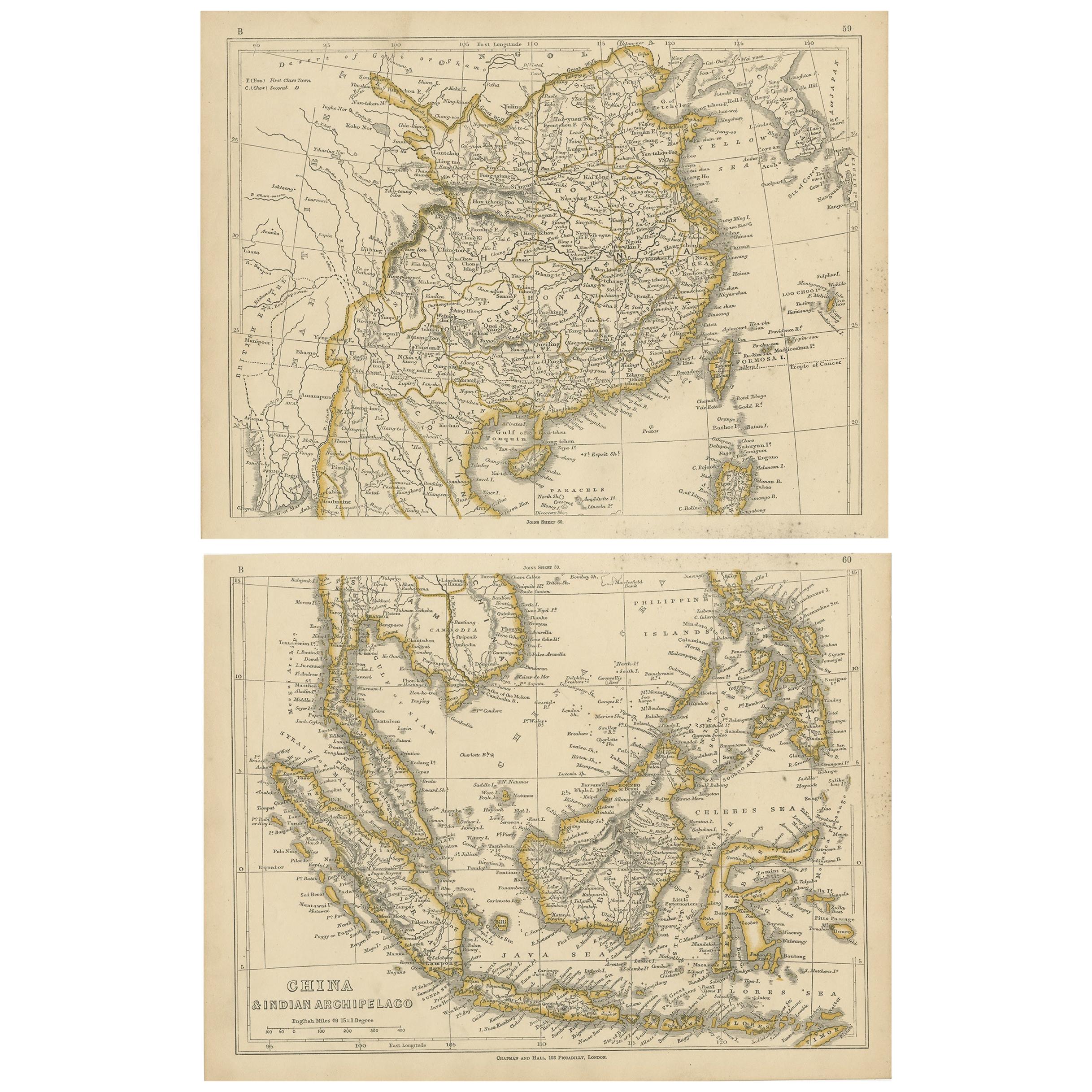 Antike Karte von China und Ostindien von Lowry, 1852