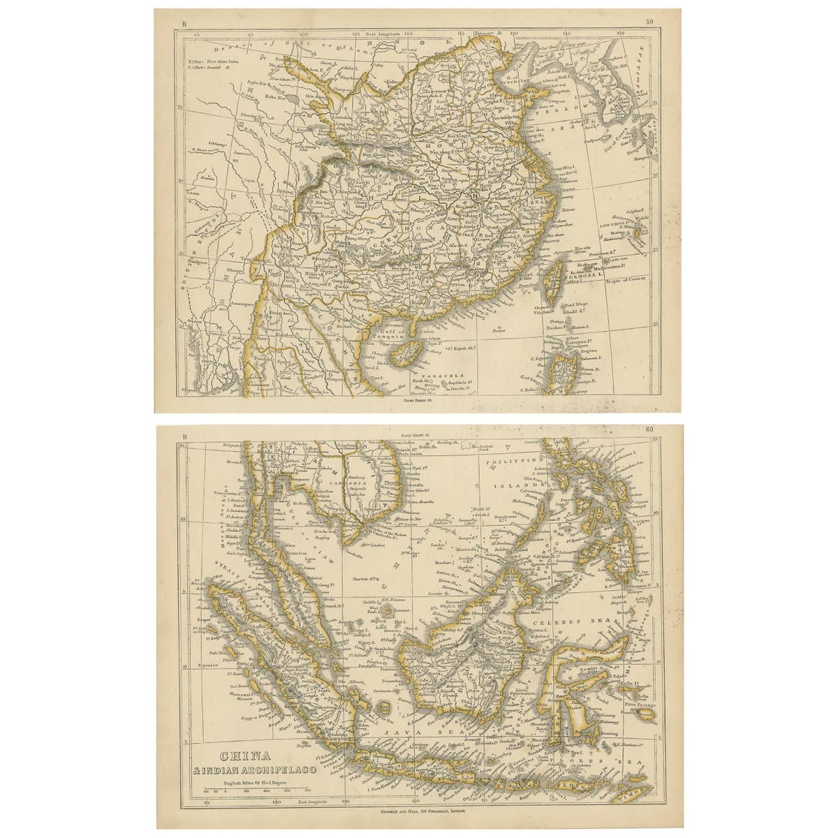 Antique Map of China and the East Indies by Lowry, 1852