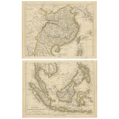 Antique Map of China and the East Indies by Lowry, 1852