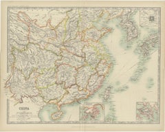 Antique Map of China by Johnston, '1909'