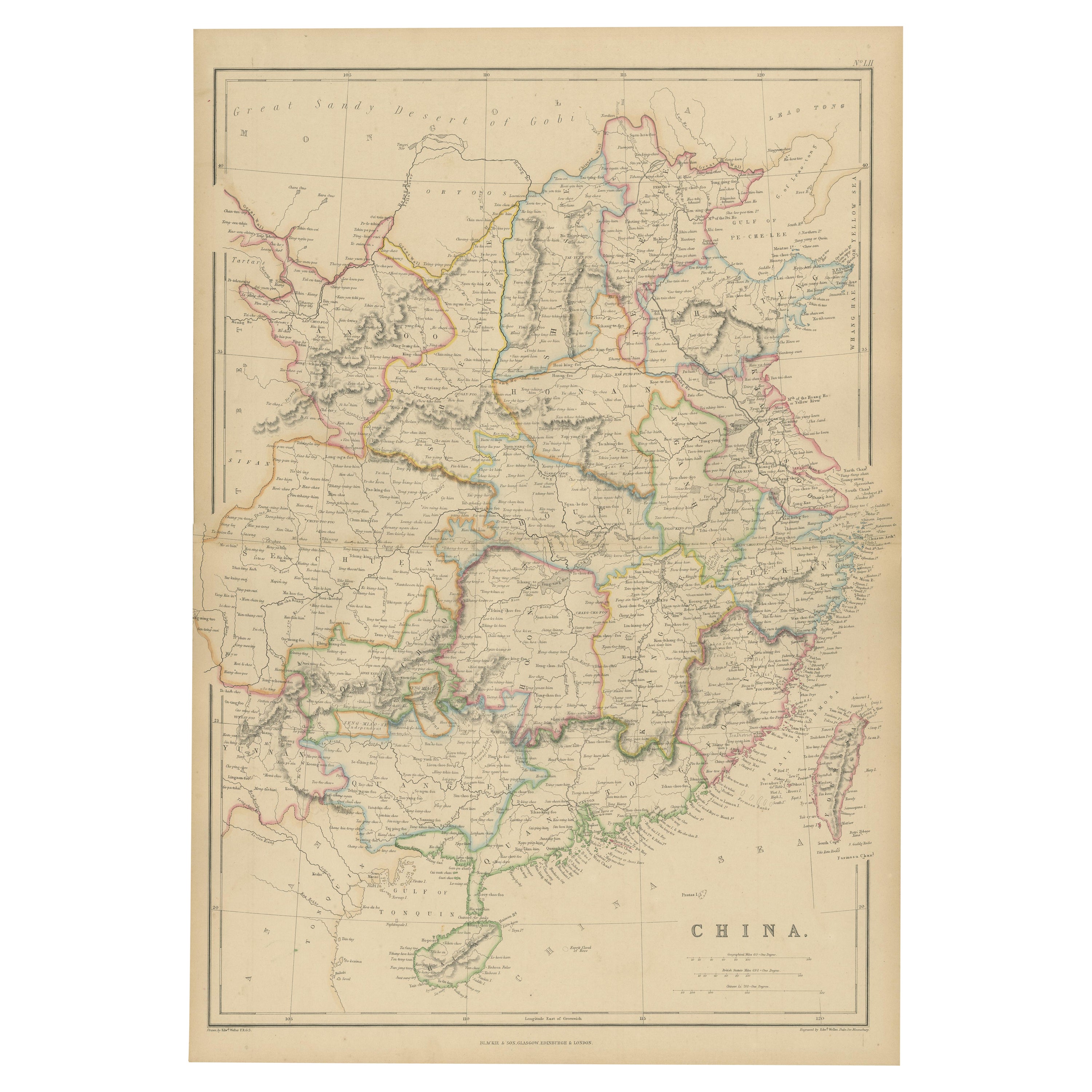 Carte ancienne de la Chine par W. G. Blackie, 1859