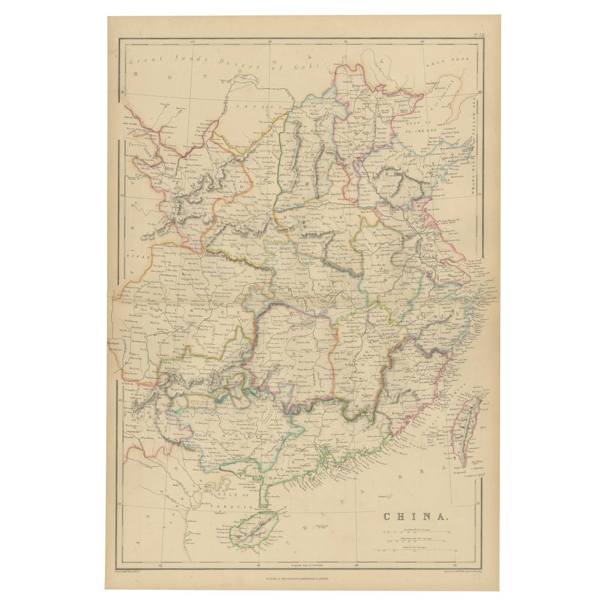 Antique Map of China by W. G. Blackie, 1859