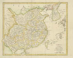 Antique Map of China by Artist Wilkinson, Engraved Paper, 1803