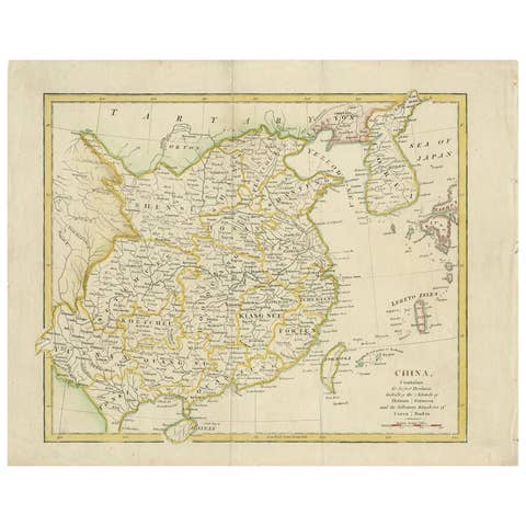 Antique Map of China by Artist Wilkinson, Engraved Paper, 1803
