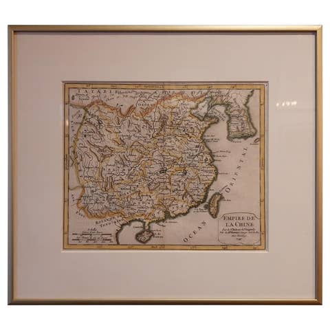 Antique Map of China Including Korea and Taiwan by Vaugondy, 1749