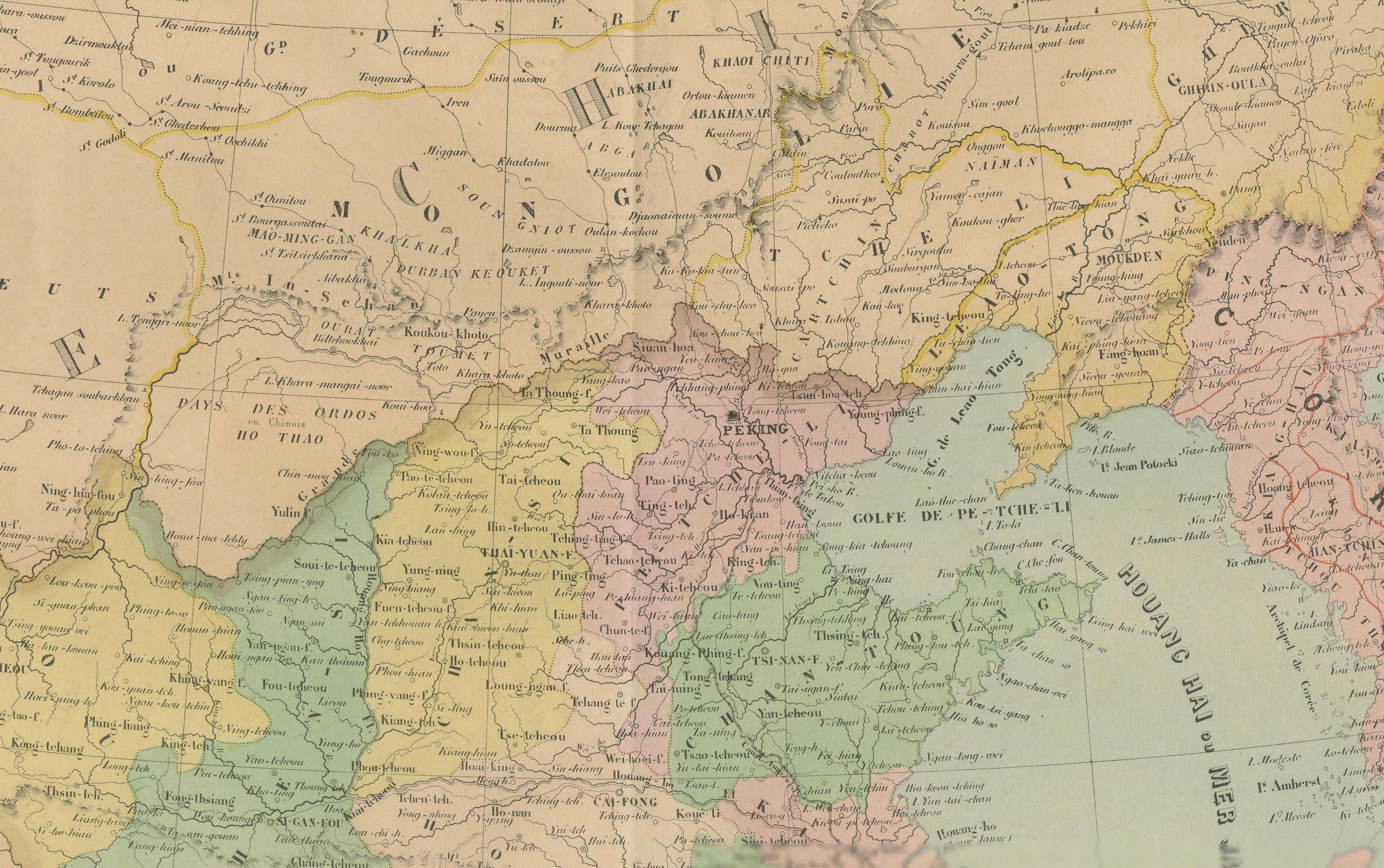 Mapa antiguo de China, Japón y Corea - Asia Oriental por Andriveau-Goujon, 1860 Grabado en venta