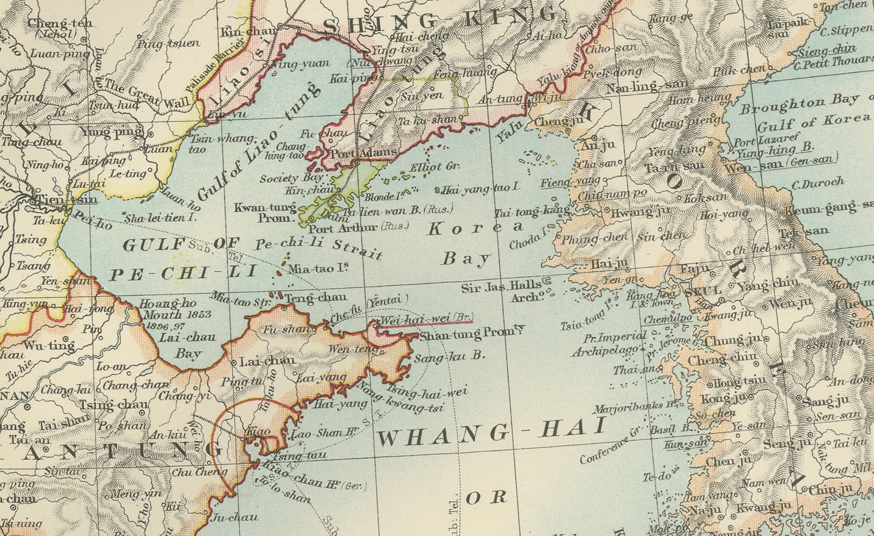 Antique Map of China, Taiwan, Korea, Hong-Kong and Japan, 1903 en vente 1