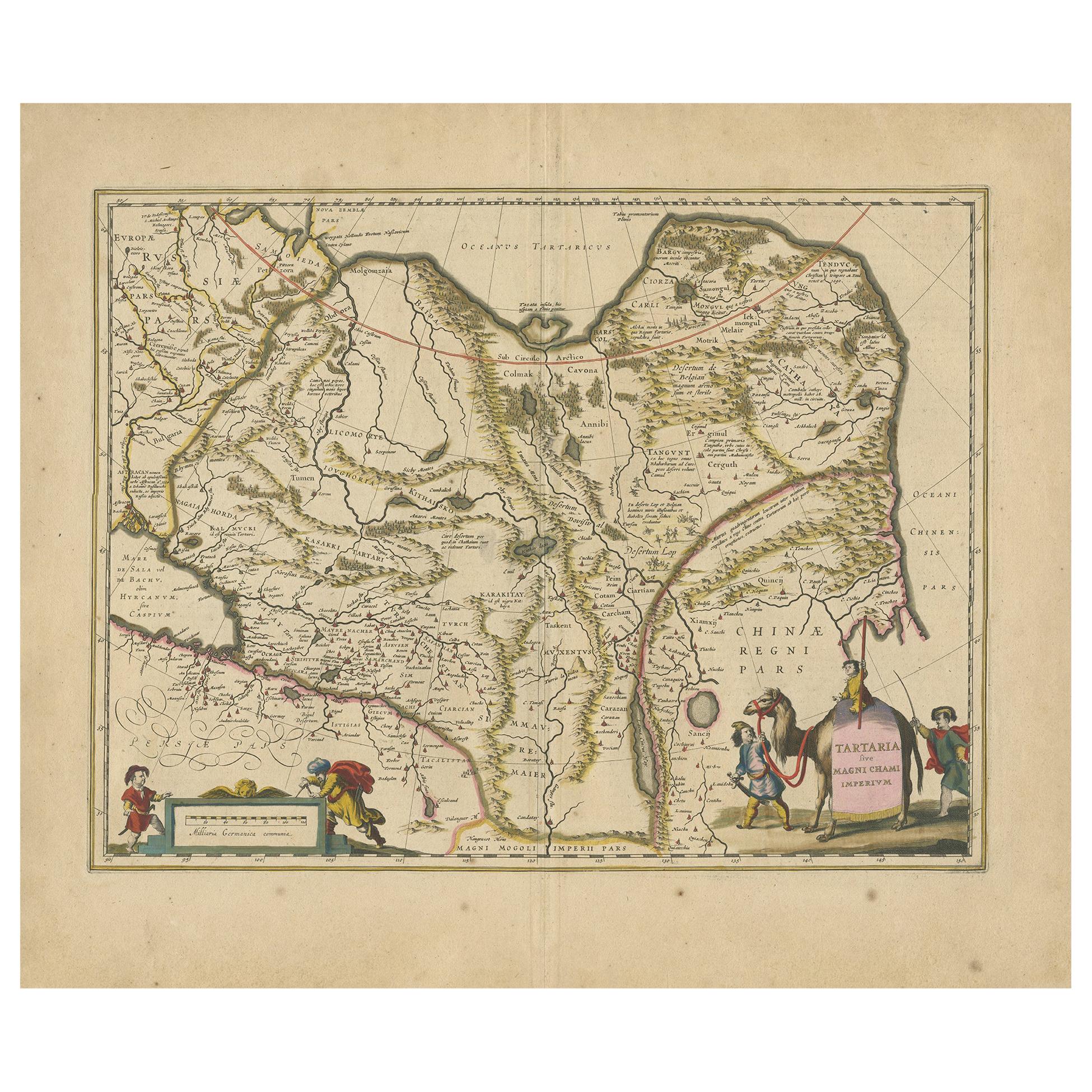 Antique Map of China, Tartary and Central Asia by Blaeu, circa 1645