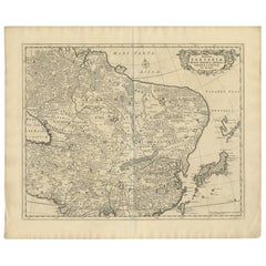 Antique Map of China, Tartary, Korea and Japan by F. de Wit, circa 1680