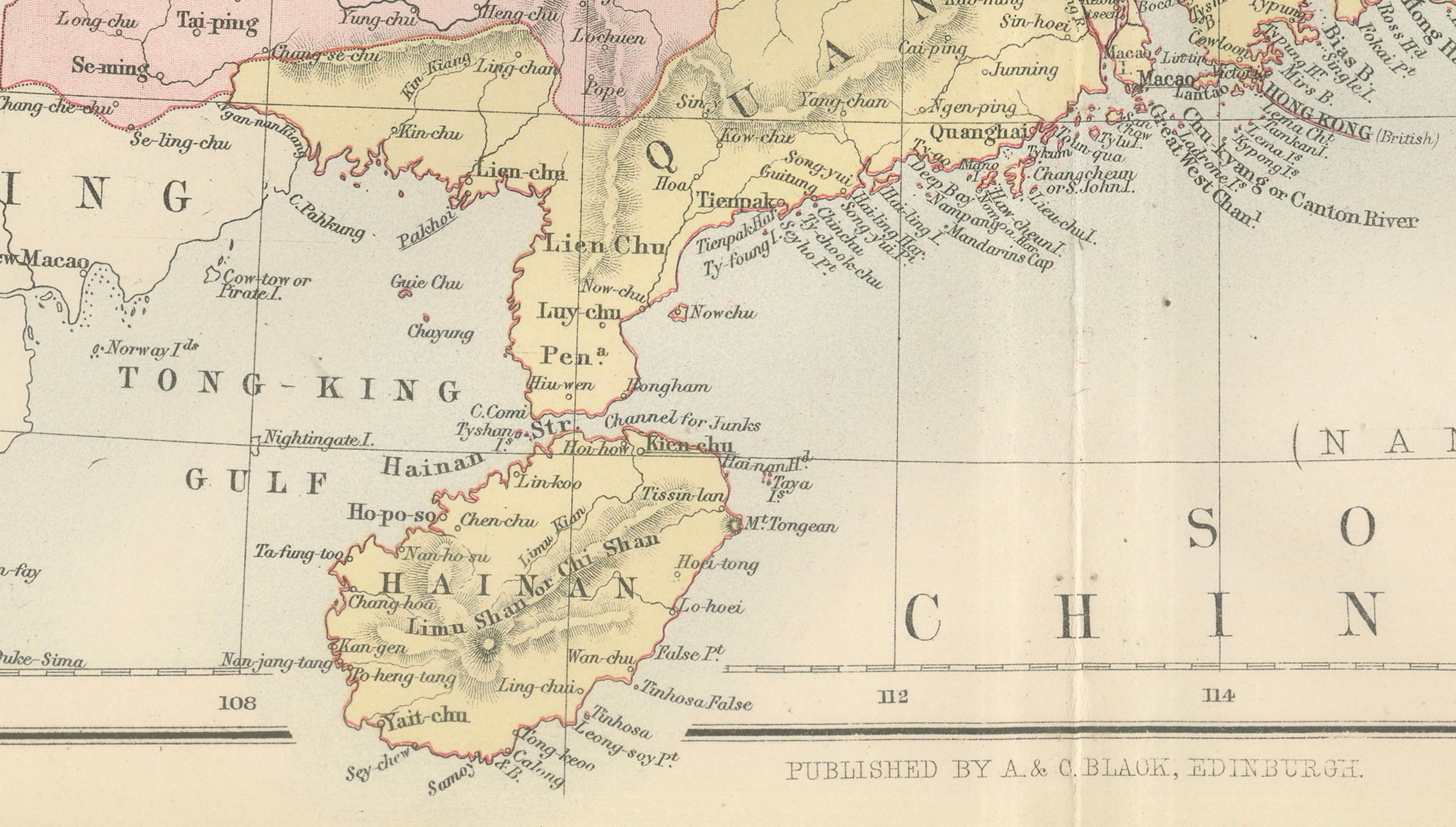Antique Map of China with Provinces and Treaty Ports – Black’s Atlas, 1884