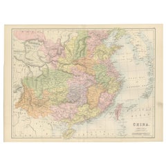 Carte ancienne de la Chine avec les provinces et les ports de traité - Black
s Atlas, 1884