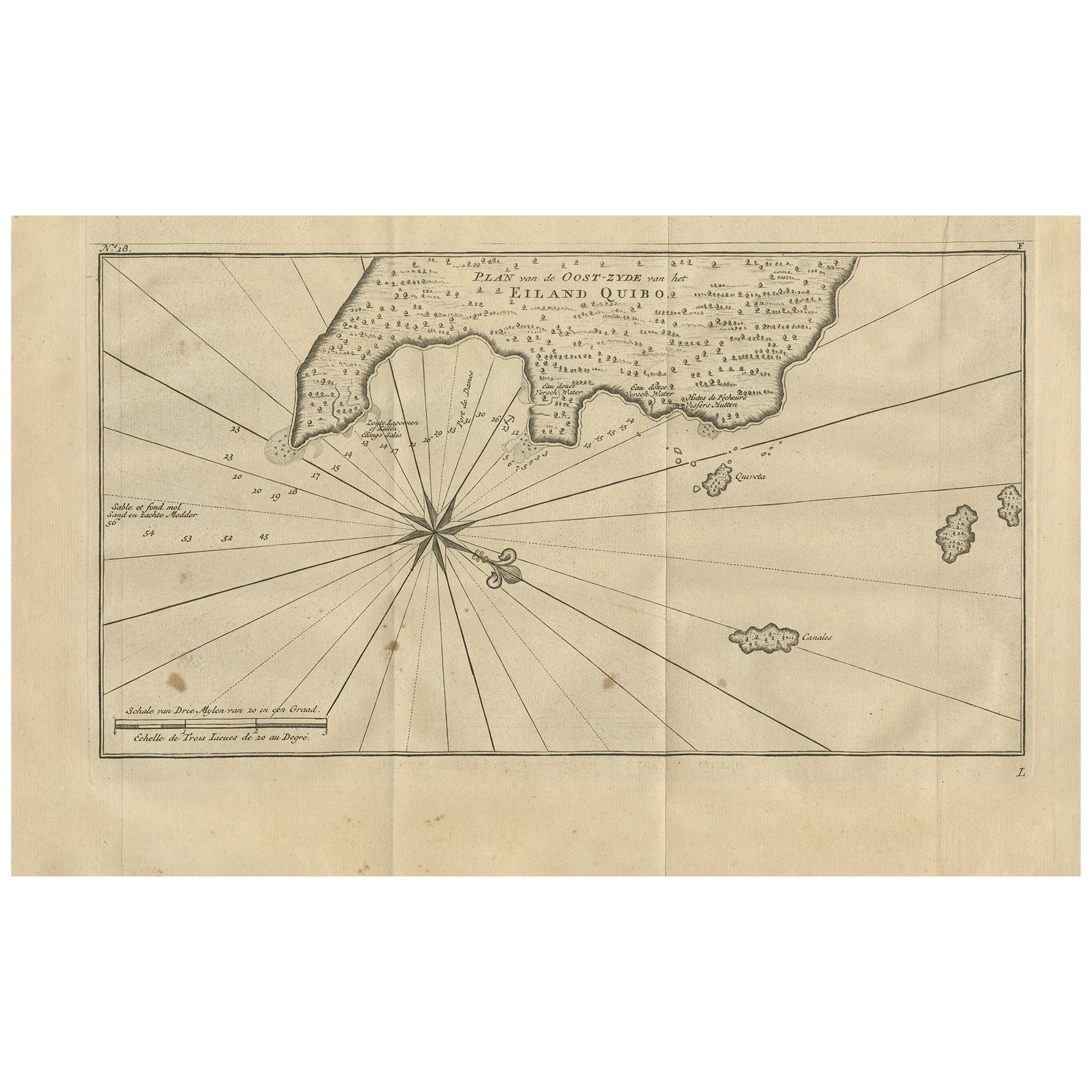 Antike Karte der Coiba-Insel von Anson '1749'