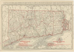 Antique Map of Connecticut and Rhode Island, with Narragansett Bay, 1899
