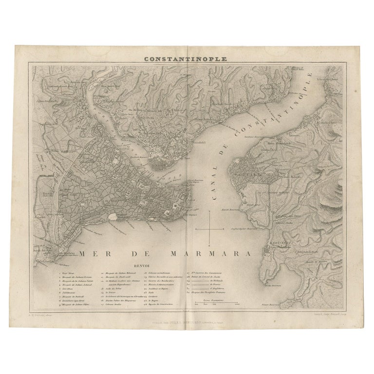 Antique Map of Constantinople and Surroundings by Balbi '1847' For Sale ...
