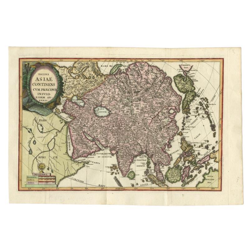 Antique Map of Continental Asia, with Japan, Arabia, India, Russia, etc c.1702 For Sale
