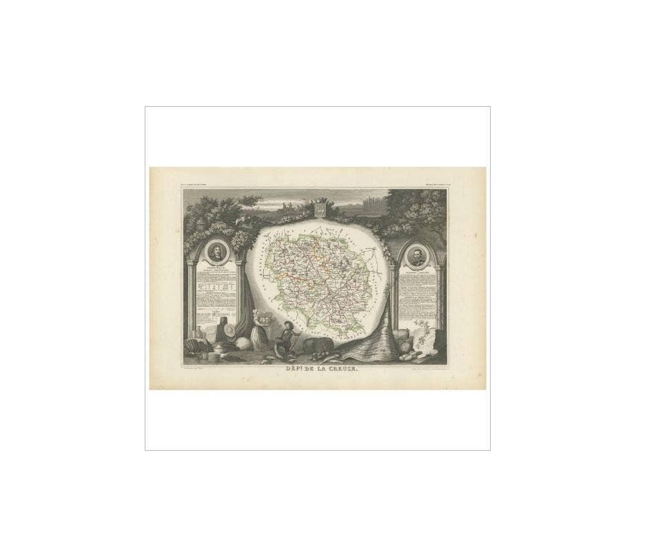 Antique Map of Creuse ‘France’ by V. Levasseur, 1854