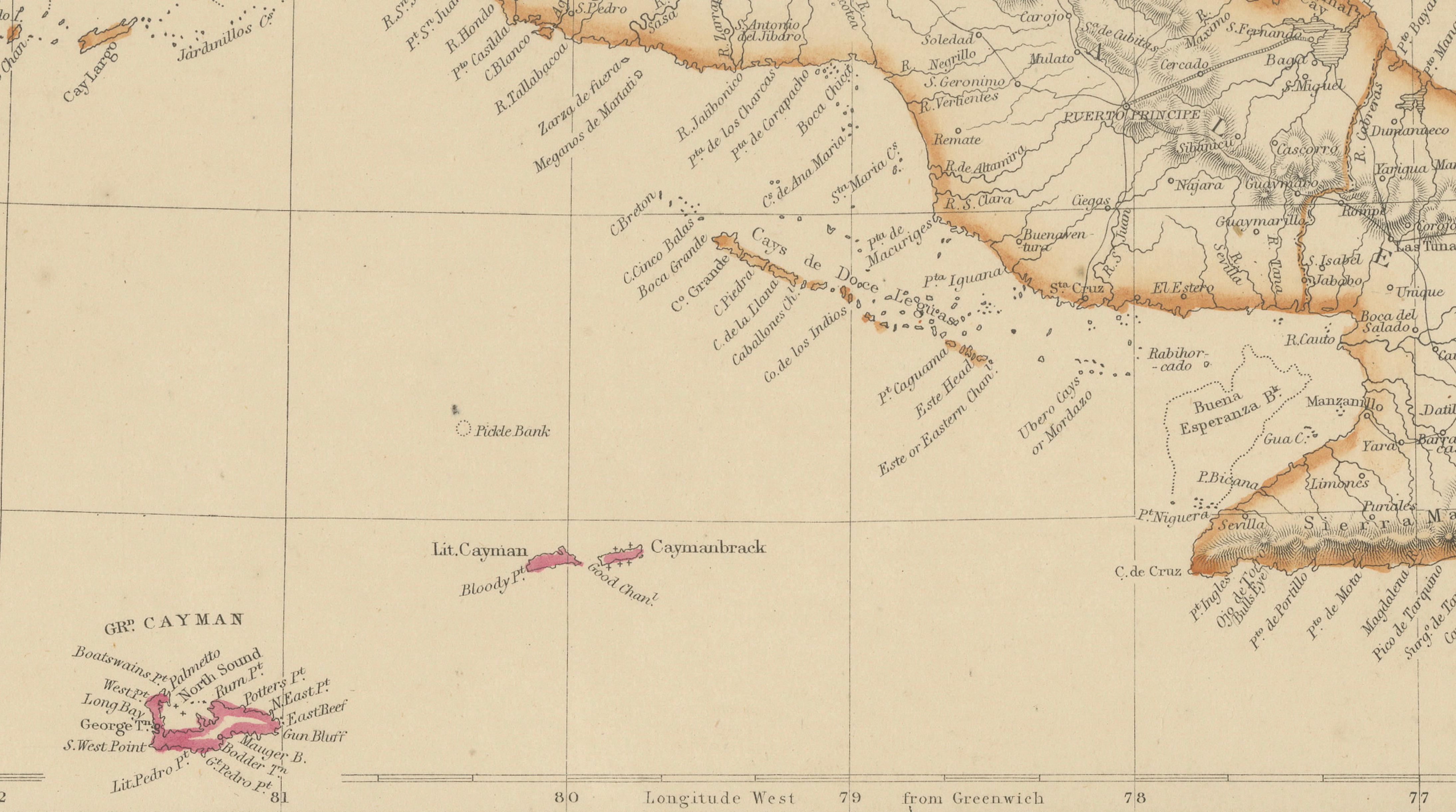 Antique Map of Cuba, Hispaniola, Puerto Rico and the Leeward Islands, 1860