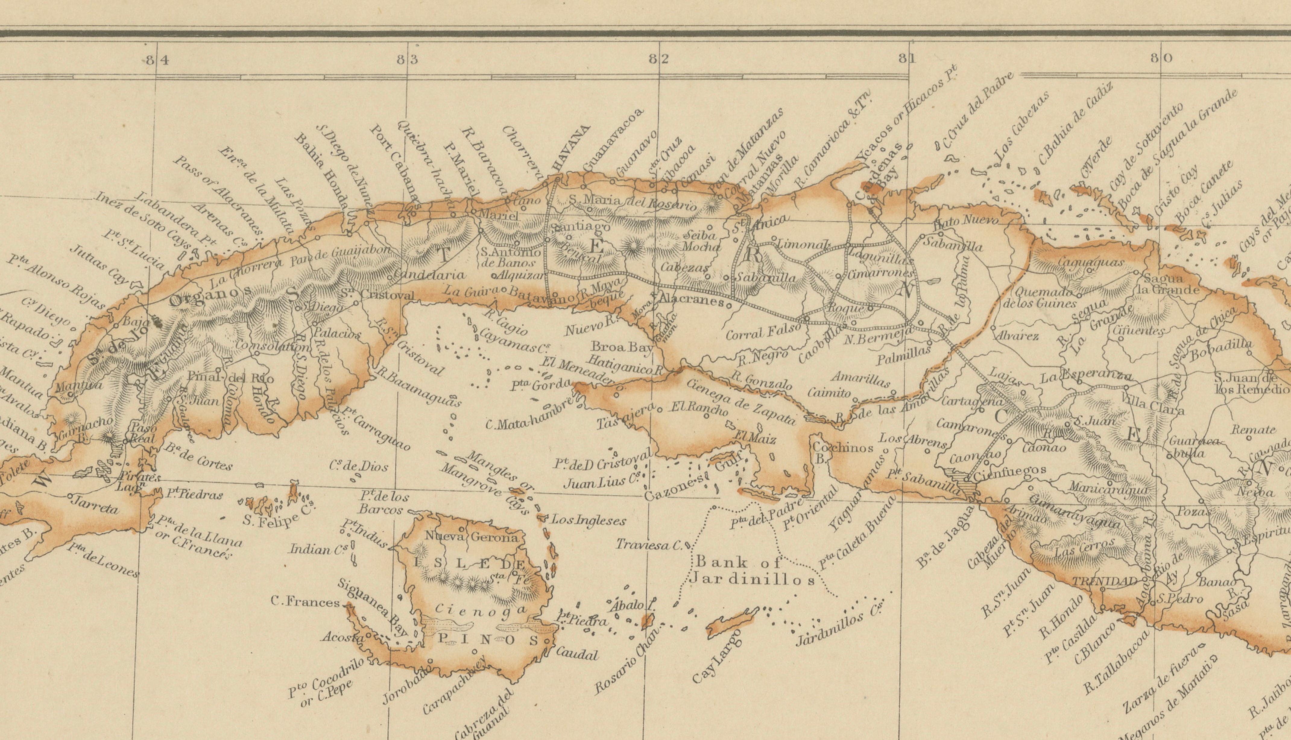 Antique Map of Cuba, Hispaniola, Puerto Rico and the Leeward Islands, 1860