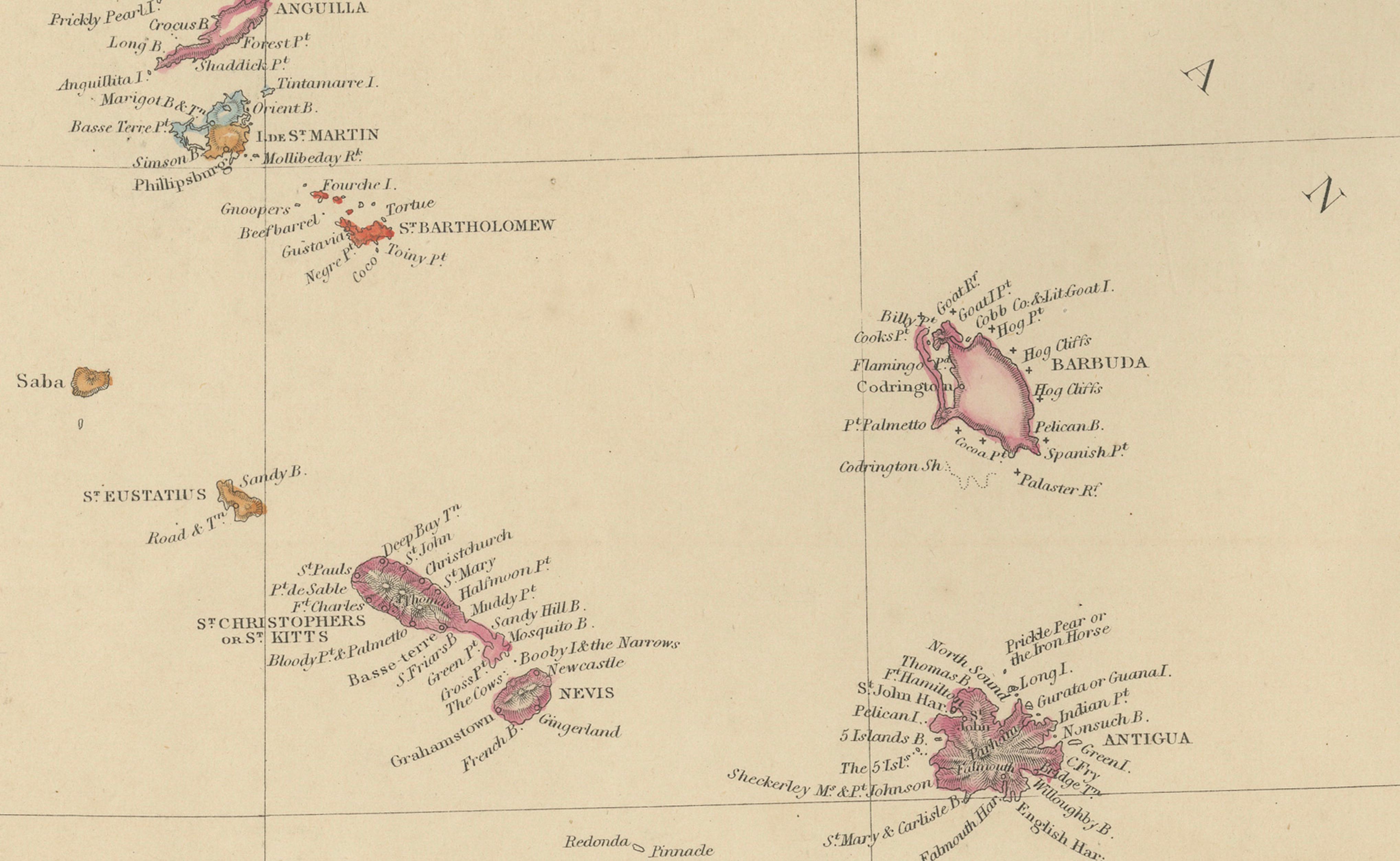 Antique Map of Cuba, Hispaniola, Puerto Rico and the Leeward Islands, 1860