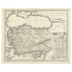 Carta geografica antica di Cipro e dell'Asia Minore con medaglioni e vignette