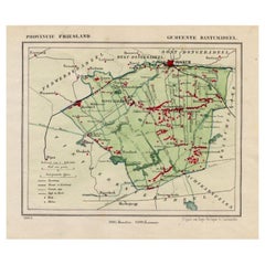 Antique Map of Dantumadeel, Friesland, The Netherlands, 1868
