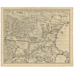 Antique Map of Danube River 'Lower Part, Former Yugoslavia' by N. Visscher