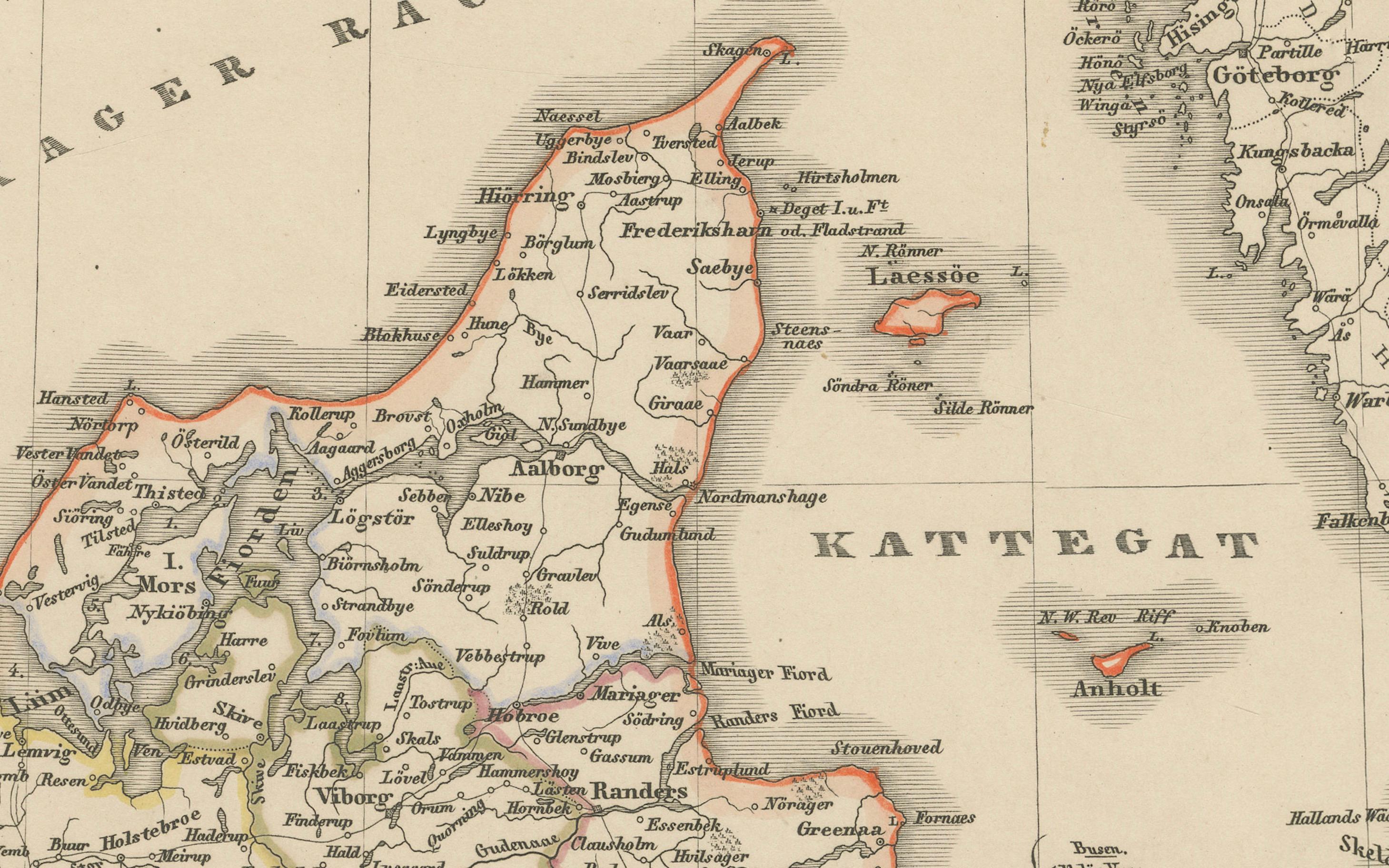 Antique Map of Denmark 1858 – Includes Iceland & Copenhagen Plan

This finely detailed antique map of Denmark was published in 1858 by Justus Perthes in Gotha, as part of the renowned Stieler's Hand-Atlas. Designed and engraved by Friedrich von
